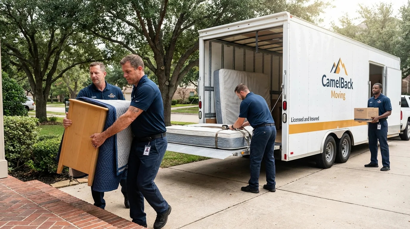Crew loading residential truck for cross-state move from Salem, IL