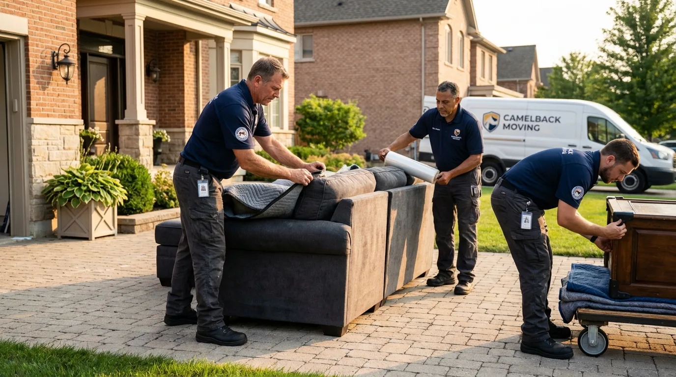 Large estate moving crew wrapping furniture in Salem, IL
